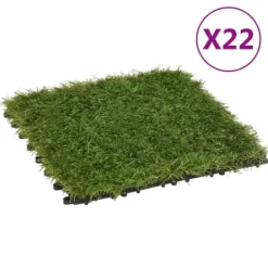 22 -delade konstgräsplattor för underhållsfri gräsmatta | Färg: Grön | Storlek: 30x30 cm