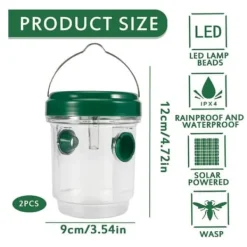 New 2 delar sol getingfälla med LED-ljus, insektsfällor, anti-insektsfångare honungsfälla för bin, bålgetingar, myggor Skadedjursfällor