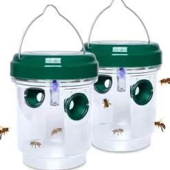 Clearance 2 getingfällor utomhus, soldriven getingdödare med UV-LED-ljus Återanvändbar insektsfångare[347] Skadedjursfällor