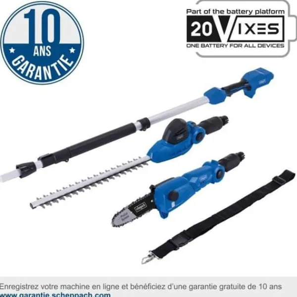 2 i 1 verktygssax + sladdlös häcksax - SCHEPPACH C-PHTS410-X- 20V IXES - utan batteri eller laddare