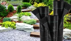 104 m² Ogräsbekämpningsmembran Ogräsfoder Mulchliner 100 g 1,65 m bred