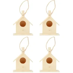4 st fågelholk i trä i lantlig stil fågelholk för trädgårdsskötsel DIY-dekoration fågelbo med hängande rep för bakgårdsträdgård uteplats