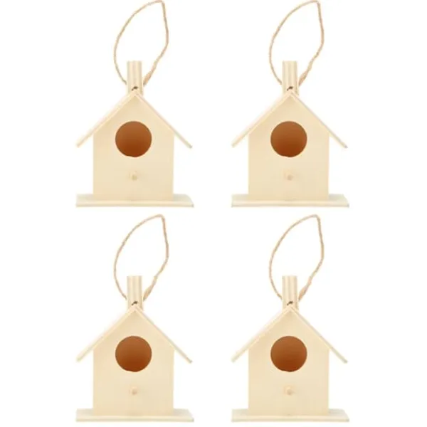 4 st fågelholk i trä i lantlig stil fågelholk för trädgårdsskötsel DIY-dekoration fågelbo med hängande rep för bakgårdsträdgård uteplats