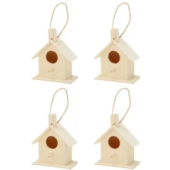 4 st fågelholk i trä i lantlig stil fågelholk för trädgårdsskötsel DIY-dekoration fågelbo med hängande rep för bakgårdsträdgård uteplats