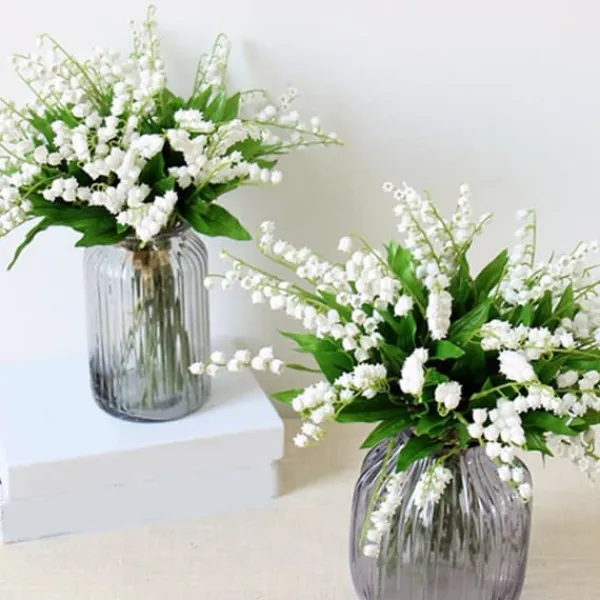 10 st konstgjorda liljekonvaljer hög simulering falska blommor för hembröllopsdekoration