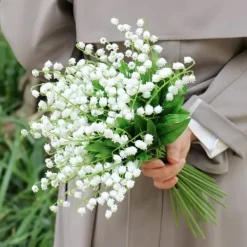 10 st konstgjorda liljekonvaljer hög simulering falska blommor för hembröllopsdekoration