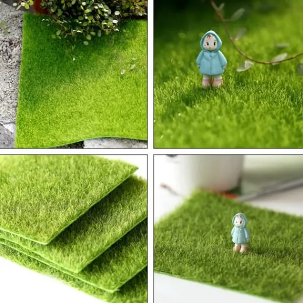 Online 4 ST Konstgräs för trädgårdsminiatyrprydnad Trädgård DIY Gräs Trädgårdsprydnader