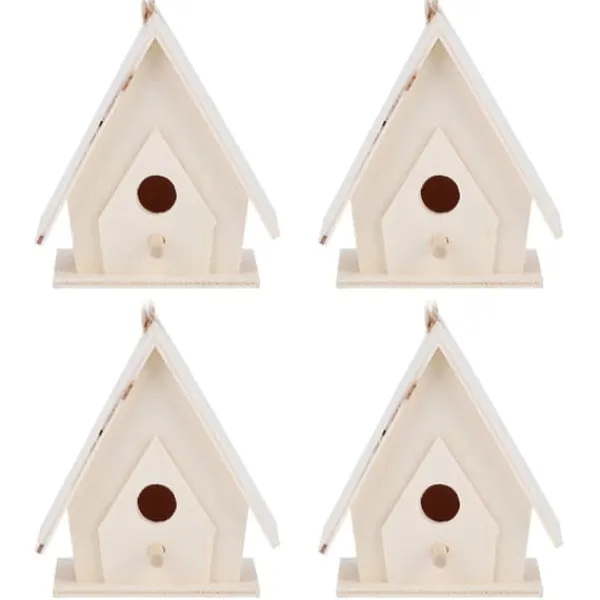Clearance 4 st mini hängande trä fågelholk bon bur prydnad hantverk för trädgård innergård dekor För Fåglar & Småvilt