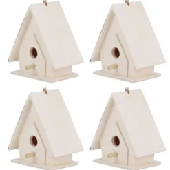 Clearance 4 st mini hängande trä fågelholk bon bur prydnad hantverk för trädgård innergård dekor För Fåglar & Småvilt