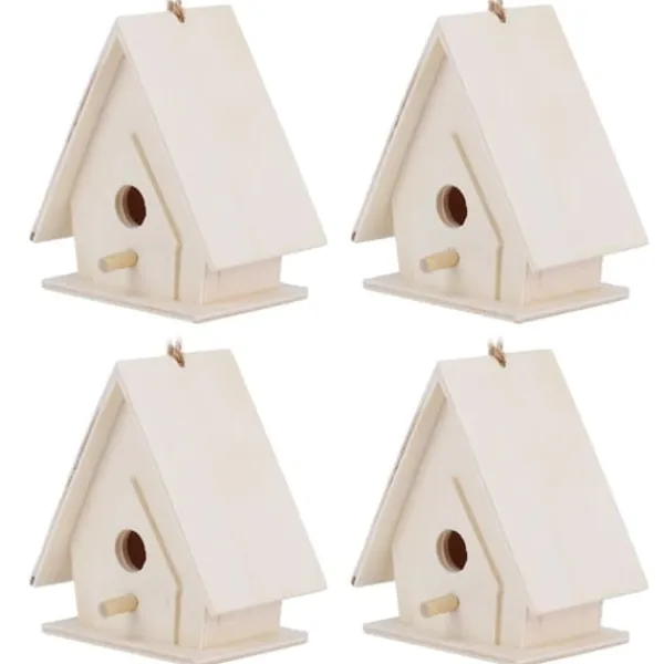 Clearance 4 st mini hängande trä fågelholk bon bur prydnad hantverk för trädgård innergård dekor För Fåglar & Småvilt