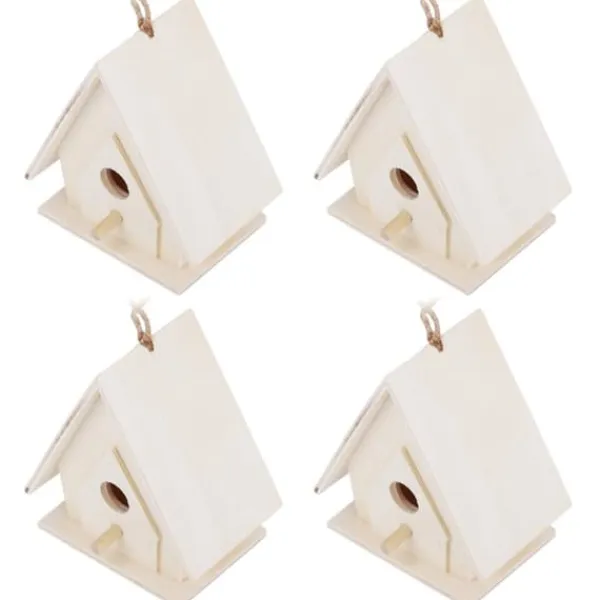 Clearance 4 st mini hängande trä fågelholk bon bur prydnad hantverk för trädgård innergård dekor För Fåglar & Småvilt