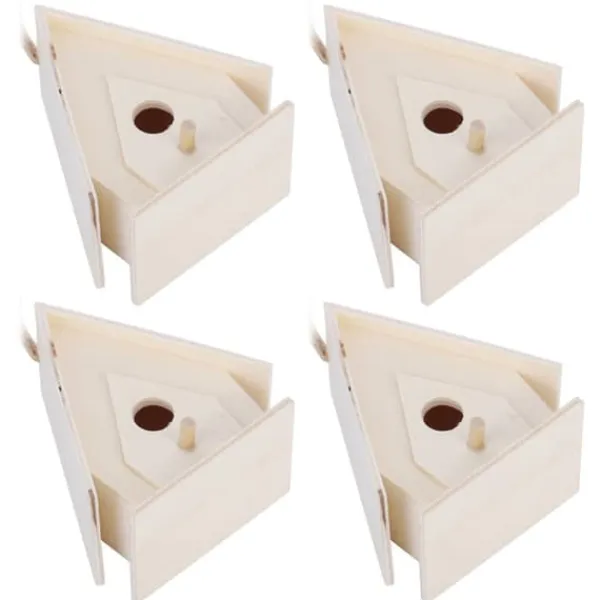 Clearance 4 st mini hängande trä fågelholk bon bur prydnad hantverk för trädgård innergård dekor För Fåglar & Småvilt