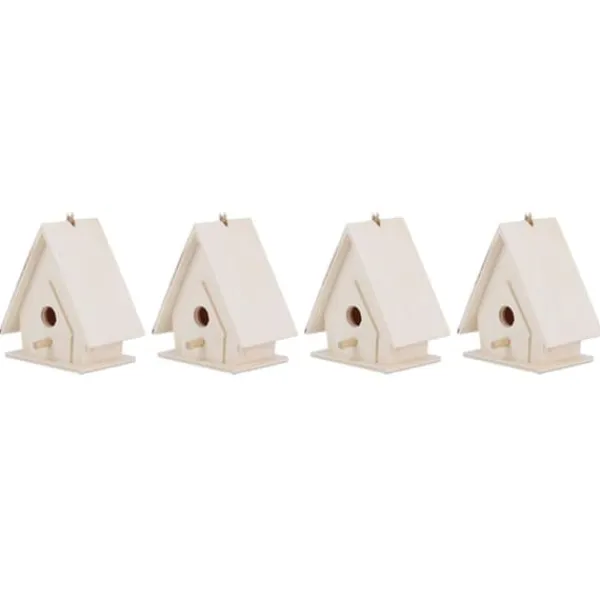 Clearance 4 st mini hängande trä fågelholk bon bur prydnad hantverk för trädgård innergård dekor För Fåglar & Småvilt