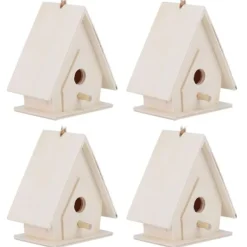 Clearance 4 st mini hängande trä fågelholk bon bur prydnad hantverk för trädgård innergård dekor För Fåglar & Småvilt