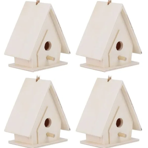 Clearance 4 st mini hängande trä fågelholk bon bur prydnad hantverk för trädgård innergård dekor För Fåglar & Småvilt