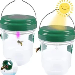 2 st Piége för getingar med solenergi och LED-ljus, insektsfällor, antihålsfälla för insekter med honung för bin, getingar och myggor