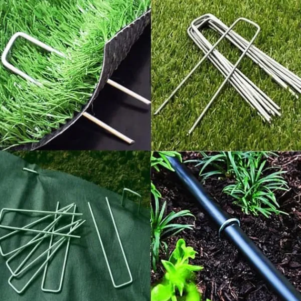Discount 100 st U-formade förankringspinnar för trädgård - Silver 150mm Markduk & Fiberduk