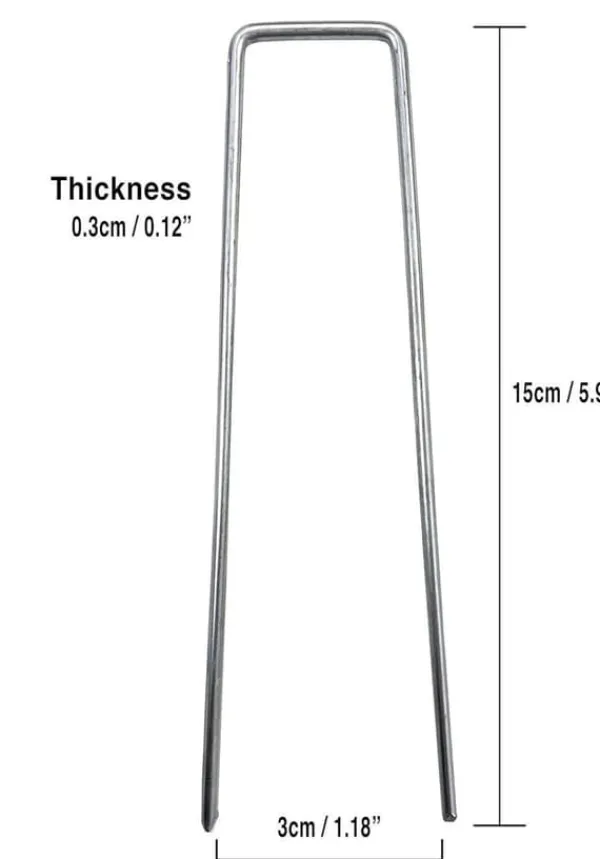 New 50 st U-formade förankringspinnar för trädgård - Silver 150mm Markduk & Fiberduk