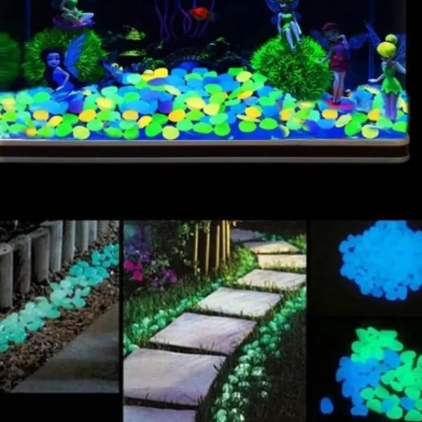Clearance 200 stycken självlysande sten Flerfärgad självlysande sten småsten Trädgård dekorativa självlysande stenar Fluorescerande dekor för gångväg Trädgårdsstenar & Klivstenar