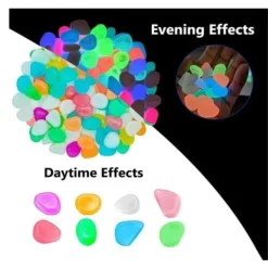 100 stycken självlysande stenar - självlysande stenar - fluorescerande stenar - dekorationsstenar - vit