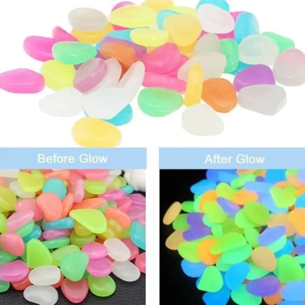 100 stycken självlysande sten Flerfärgad självlysande småsten Pebbles konstgjorda självlysande dekorativa stenar Fluorescerande dekor 61