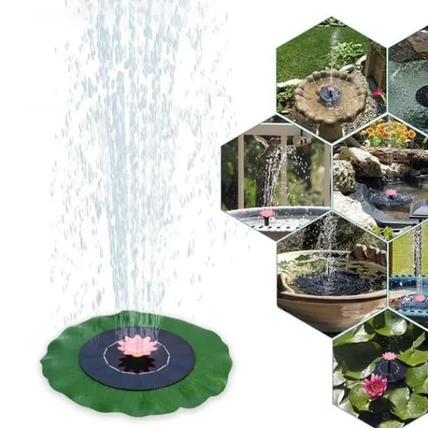 Hot 8.2 tum diameter lotusbladformad flytande solfontän, dekorativ trädgårdsfontänpump, poolfontän Fontäner & Dammar