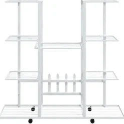 vidaXL 343122 Planteringskärl med hjul 94,5x24,5x91,5 cm Järnvit