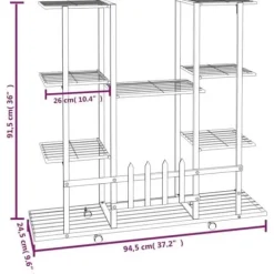 vidaXL 343122 Planteringskärl med hjul 94,5x24,5x91,5 cm Järnvit