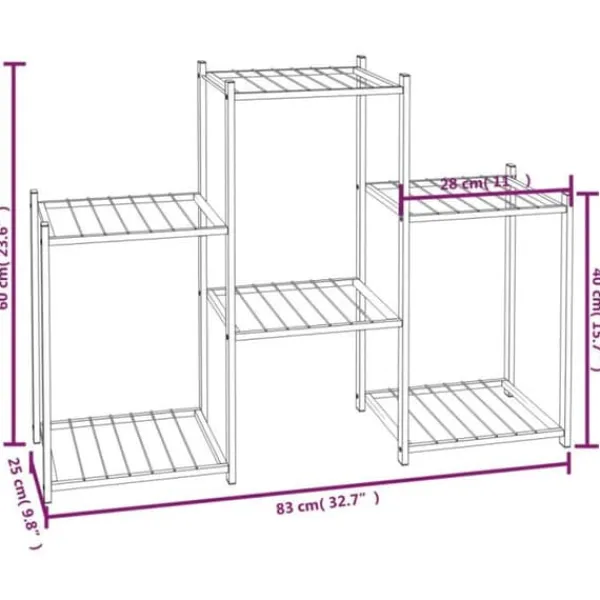 Online 343125 Planteringskärl 83x25x60 cm Svart Järn Växtställ