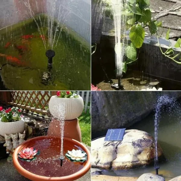 1,2 W soldriven trädgårds dekorativ fontän, stabil poolfontän, med 7 sprinklers