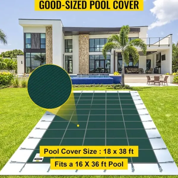Sale 18 x 38 fot poolskydd med kompletta tillbehör för 16 x 36 fot pool, höghållfast PP-material, utmärkt permeabilitet, lätt att montera Pool- & Spatillbehör