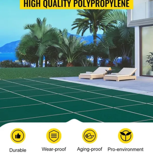 Sale 18 x 38 fot poolskydd med kompletta tillbehör för 16 x 36 fot pool, höghållfast PP-material, utmärkt permeabilitet, lätt att montera Pool- & Spatillbehör