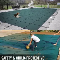 Sale 18 x 38 fot poolskydd med kompletta tillbehör för 16 x 36 fot pool, höghållfast PP-material, utmärkt permeabilitet, lätt att montera Pool- & Spatillbehör