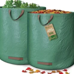 Clearance ® 2X Trädgårdsavfallspåsar med handtag - 272L hög kapacitet och dubbelbotten - UV-stabil och Hyofuge - Trädgårdspåse R[44] Trädgårdskorgar