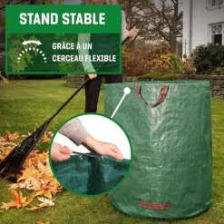 Clearance ® 2X Trädgårdsavfallspåsar med handtag - 272L hög kapacitet och dubbelbotten - UV-stabil och Hyofuge - Trädgårdspåse R[44] Trädgårdskorgar