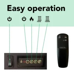 Adra EFL-MDW elektrisk spis - Vit MDF öppen spisram - 1500 Watt värme - fjärrkontroll Öppna Spisar