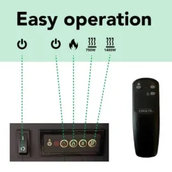New Adra ELU-MDW elektrisk spis - Vit MDF öppen spisram - 1400 Watt värme - fjärrkontroll Öppna Spisar