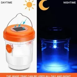 New AF03874-Insektsfälla Soldriven getingfälla med UV LED-ljus Effektiv och återanvändbar fruktflugafälla-3 Skadedjursfällor