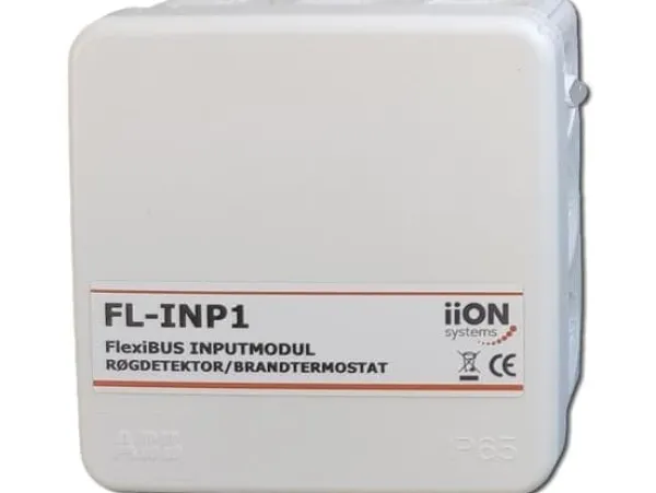 AIR2TRUST Ingångsmodul FL-INP1 för rökdetektor och brandtermostat till styrenhet CTRL via buss. Adressering via DIP, 2K2 slutmotstånd installerat.
