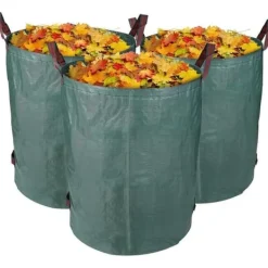AJW-3-pack 300L trädgårdspåsar, hopfällbara och återanvändbara, stabila, UV-beständiga, grässäcksblad, trädgårdsavfall[1072]