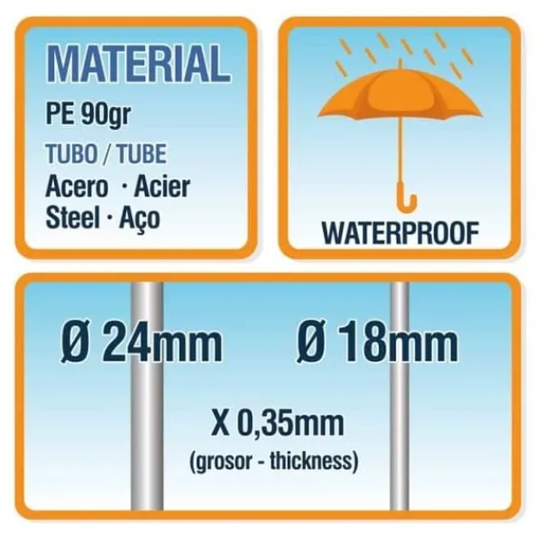 Online Aktive Plast Gazebo, 300 x 600 x 255 cm, Stålrör 24/18/18 mm, Vit - 53992 Tält & Lusthus