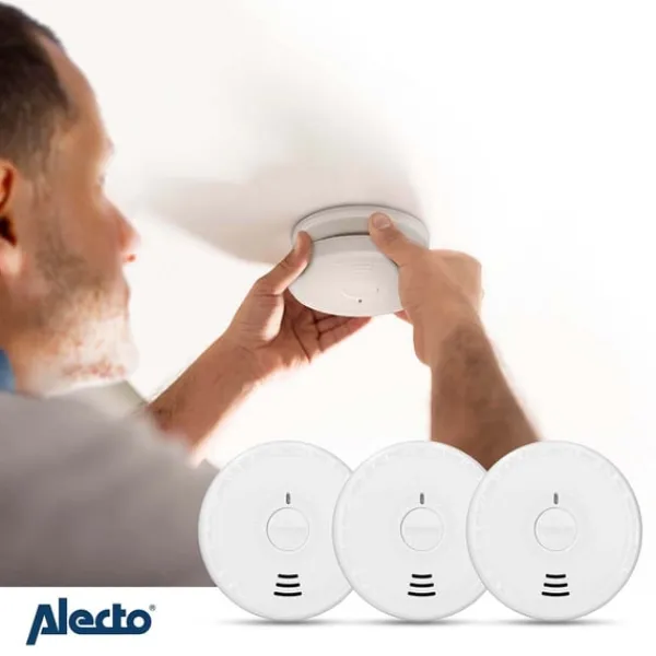 Alecto Rökdetektor med ljuddämpande knapp 3x