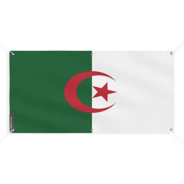 Algeriet flaggbanner 6 öljetter 190x380cm i polyester