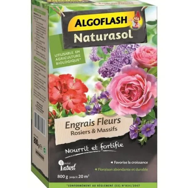 Hot ALGOFLASH NATURASOL Gödselmedel för rosor - 800 g - Främjar tillväxt och blomning Gödningsmedel