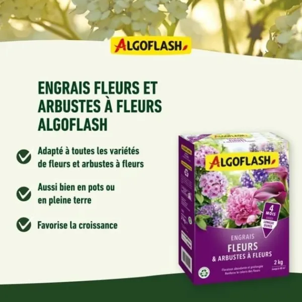 New ALGOFLASH NATURASOL Gödselmedel för blommor och blommande buskar - 2 kg Gödningsmedel