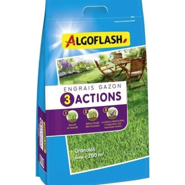 ALGOFLASH NATURASOL Gräsklippningsgödsel - 3 Åtgärder - 10 kg