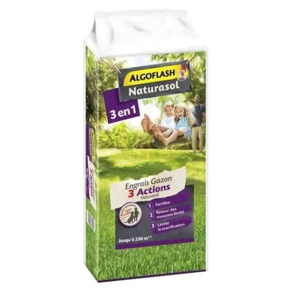 ALGOFLASH NATURASOL Gräsmatta AG3BIO250 3 Actions Naturanid - 10 kg Gödningsmedel