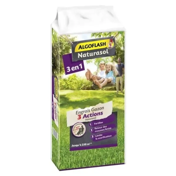 Clearance ALGOFLASH NATURASOL Gräsmatta Gödselmedel AG3BIO250 3 Actions Naturanid - 10 kg Gödningsmedel