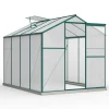 Aluminium växthus med grund 4,75 m² - 190 × 253 cm, inkl. 1 takfönster och skjutdörr, trädgårdsväxthus, tomatväxthus