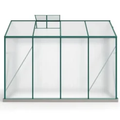 Aluminium växthus med grund 4,75 m² - 190 × 253 cm, inkl. 1 takfönster och skjutdörr, trädgårdsväxthus, tomatväxthus
